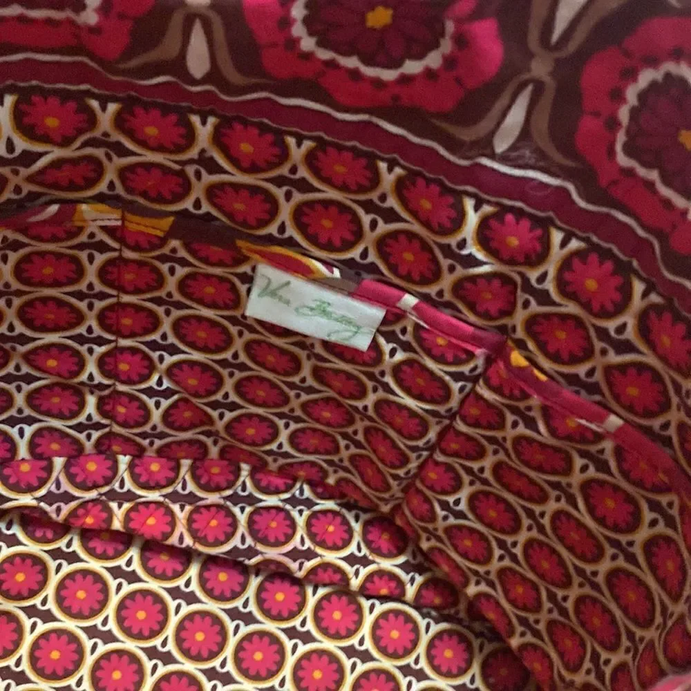 Vera Bradley Tote Brown/burgundy/white   13 x 14